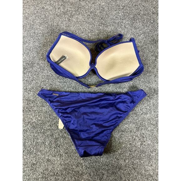 Rare Victoria Secret Bikini Blue Push Up Top & NWT Gold Chain Bottom Swimwear - Picture 5 of 8